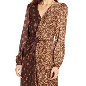 Something Navy Mixed Print Floral Cheetah Dress